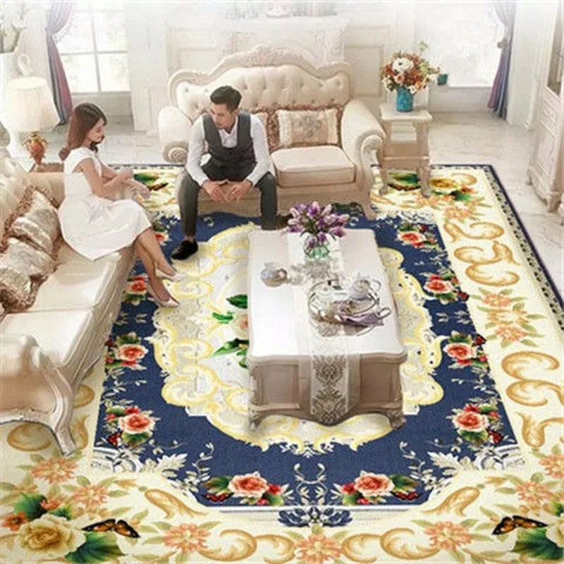 European Style Carpets for Living Room Decoration Large Area Rugs for Bedroom Bedside Carpet Machine Washable Room Floor Mat 5