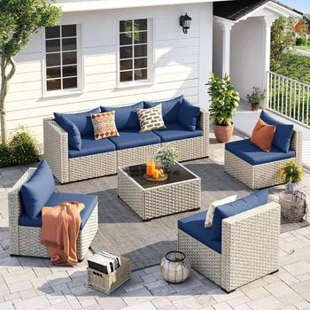7-Piece Outdoor Wicker Patio Set 1