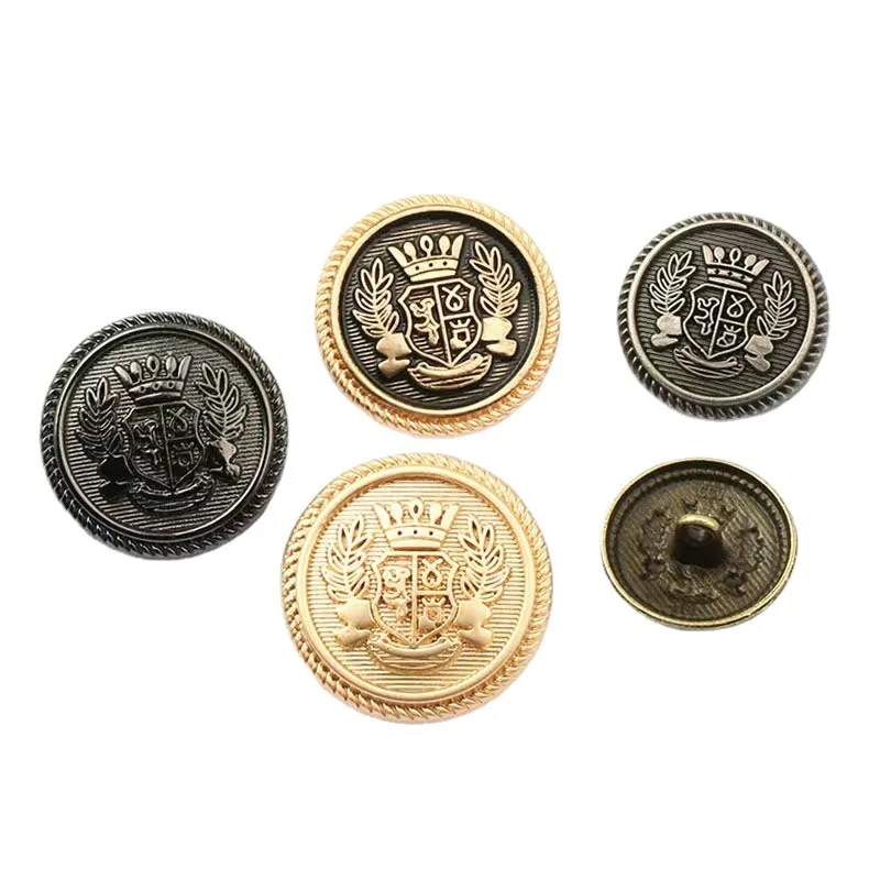 10PCS Of Retro British Style Uniform Metal Wheat Crown Button Gold Silver Academy School Uniform Button 6