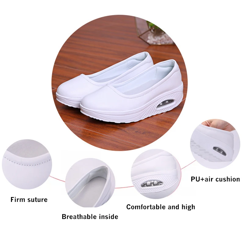 Women Walking Shoes Thick Bottom Air Cushion Sneakers Shoes Slip-on Female Platform Flats Moccasins Casual Shoes tenis feminino