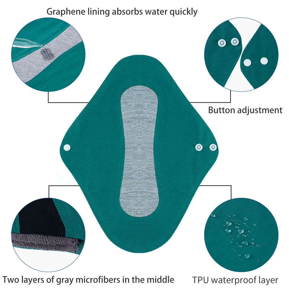 3pcs Women's Panties Washable Sanitary Napkin Hygiene Daily Towels Personal Health Hot Pressing Cotton Graphene Monthly Gaskets
