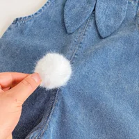 Salopette en jean pour bébé, automne et hiver, avec oreilles de lapin, pantalons longs mignons et pantalons une pièce 6