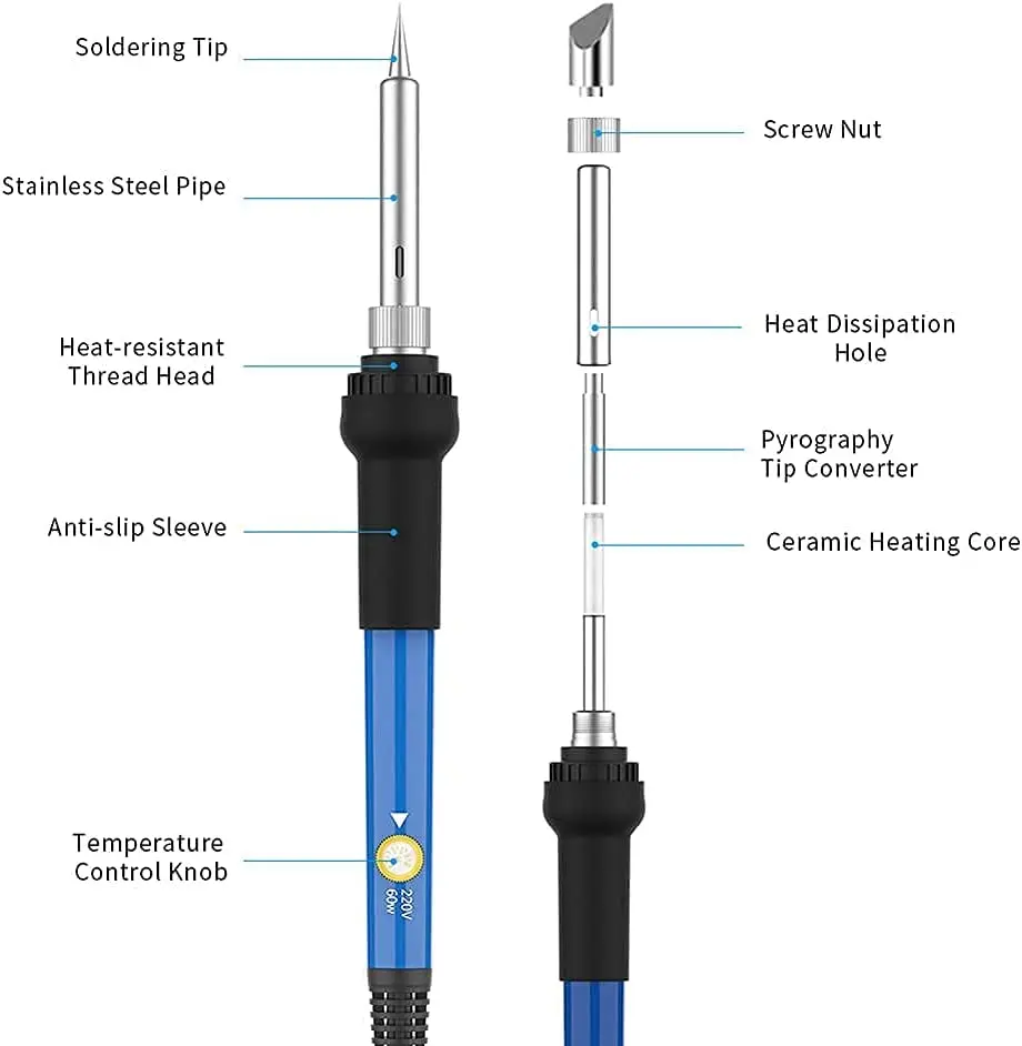 60W Electric Soldering Iron Set Temperature Adjustable soldering iron kit,electric soldering iron,soldering iron set,soldering iron