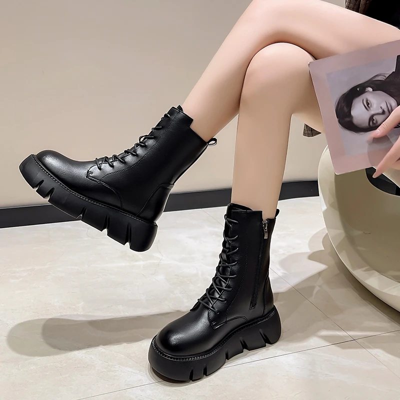 Fashion Retro Style Pu Leather Women's Boots Flat Heel and Ankle Boots Soft Leather Women's Zipper Short Boots Zapatos Mujer New