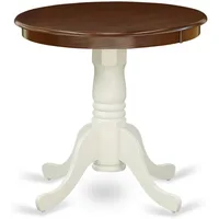 Eden Kitchen Table - a Round Dining Table Top with Pedestal Base, 30x30 Inch, Mahogany & Linen White 1