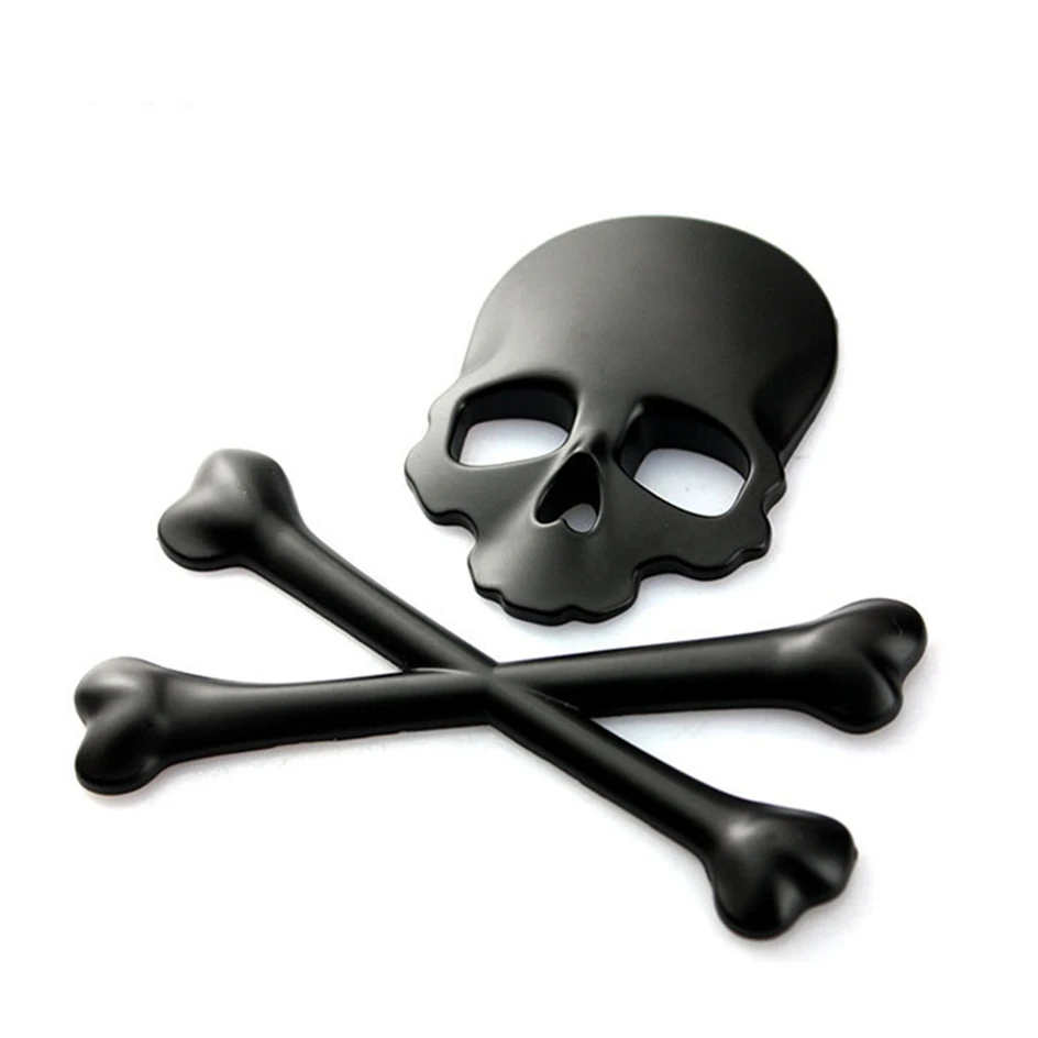 High Quality Zinc Alloy 3D Skull Metal Skeleton Cross Bones Car