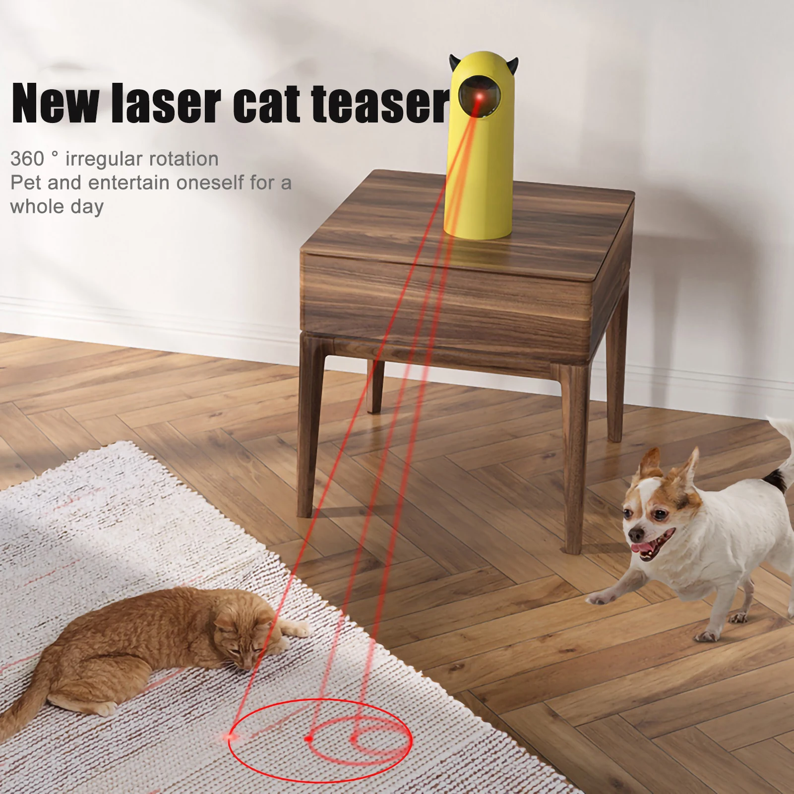 Interactive Infrared Cat Toy Smart Automatic Laser Toys Timing Function Cat Teaser with Three Modes for Indoor Handheld Cat Toys