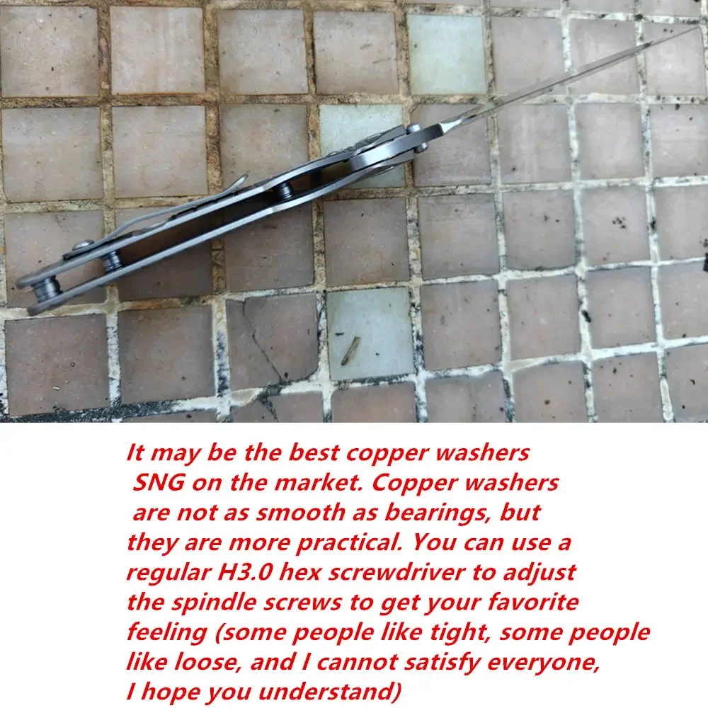 JUFULE M.Strider SNG Monkey Customized Titanium Handle Steel Insert Copper Washer Folding Knife Camping Hunting Outdoor EDC Tool 3
