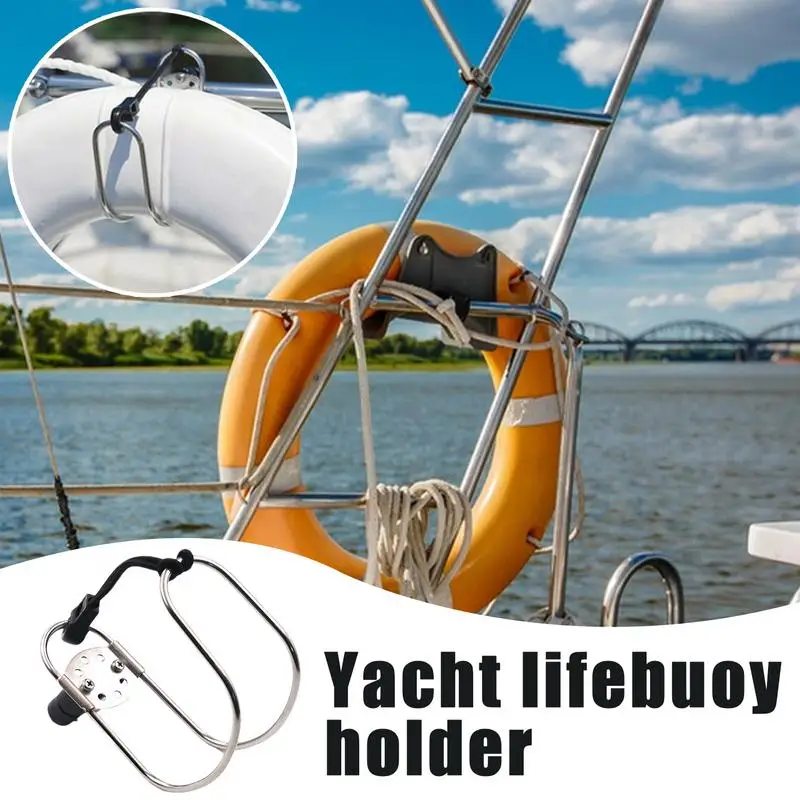 Life Ring Bracket Stainless Steel Horseshoe Life Ring Holder Wear-Resistant Buoy Mount Multipurpose Buoy Holder For