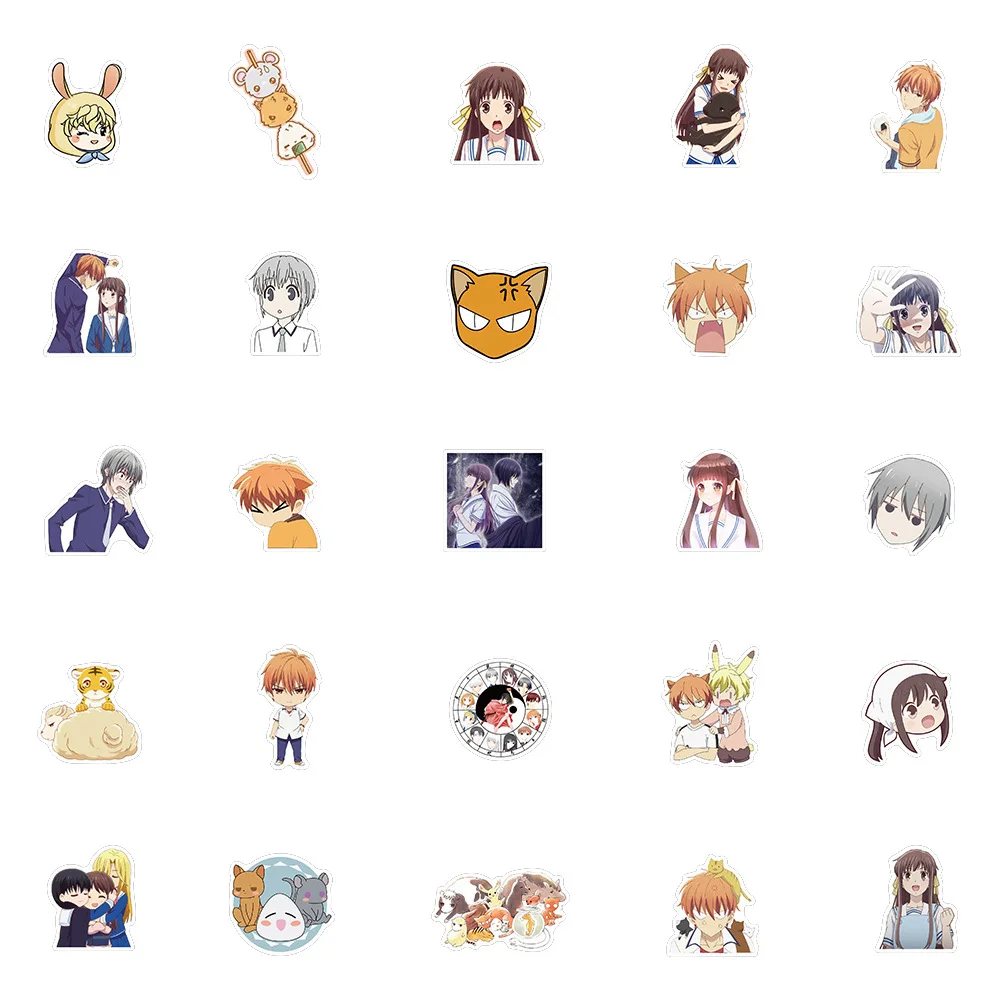 Anime Stickers Cartoon Stickers Kawaii Stickers Decorative Stickers Colorful Stickers 10/30/50/100PCS Anime Fruits Basket Sticker