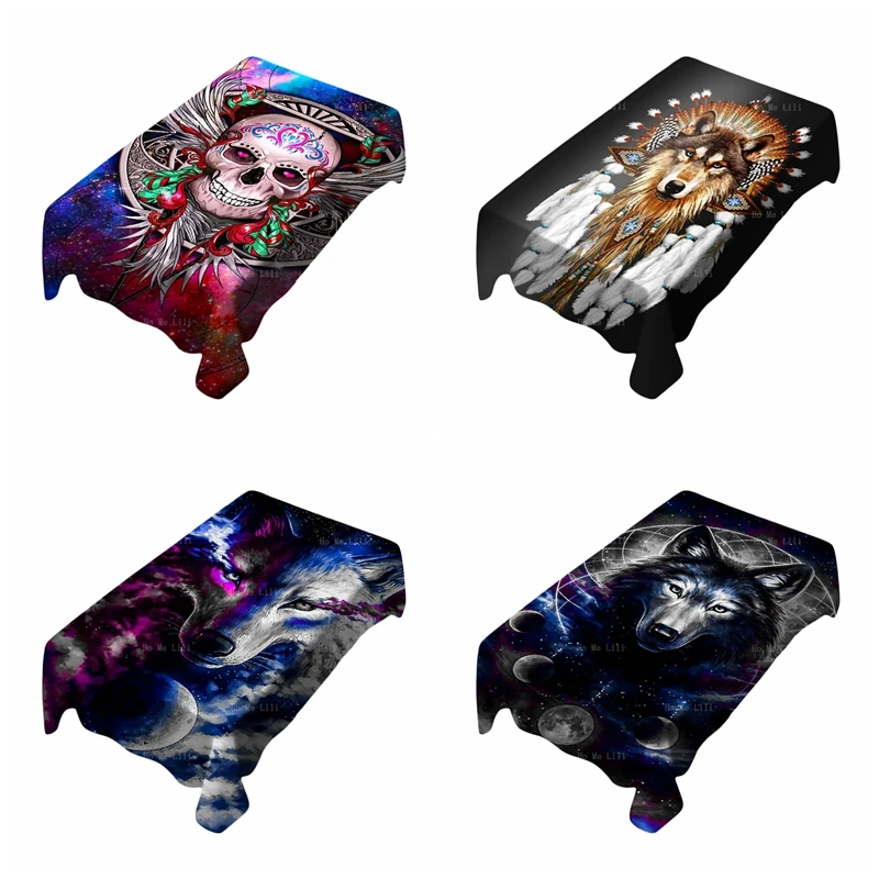 

Naughty Satan Skeleton Candy Sugar Skull Cool Colored Galaxy Wolf Dark Animal Fantasy Shadow Tablecloth By Ho Me Lili