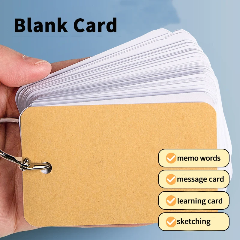 

100pcs Kraft Paper Card Memo Pad Blank Card Message Thank You Writing Card Label Bookmark Learning Card Kids Stationery Supplies