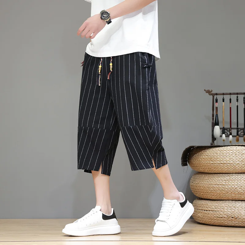 النمط الصيني فضفاض بنطال ذو قصة أرجل واسعة الرجال...