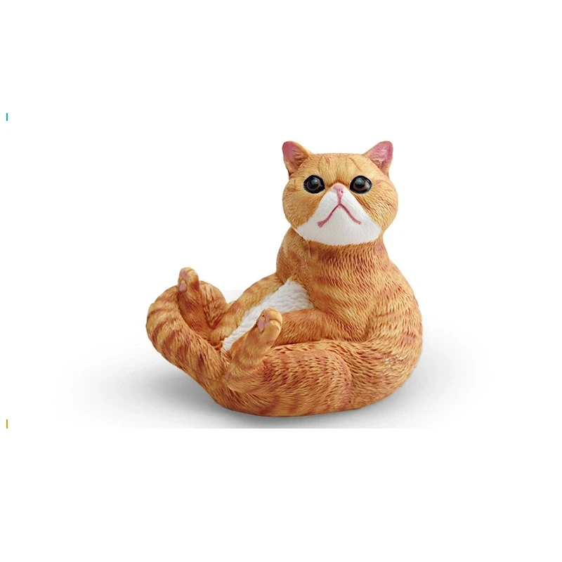 Entzückende orangefarbene Tabby-Katzenfigur, lebensechte sitzende Auswahl, kleine Heim- und Bürodekoration, Neuheit, Haustier-Kätzchen-Ornament – Detail 11