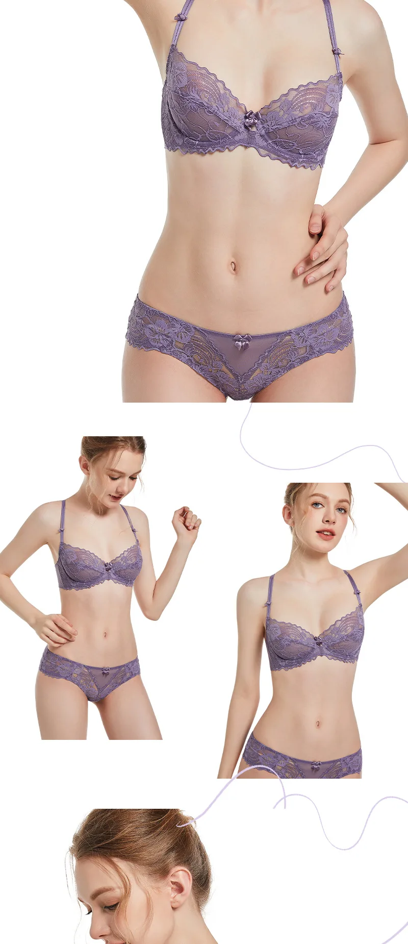 Logirlve Damen-Set, sexy, atmungsaktiv, ultradünn, Push-up-BH mit Spitzenhöschen, elegante Unterwäsche für den täglichen Gebrauch – Detail 10
