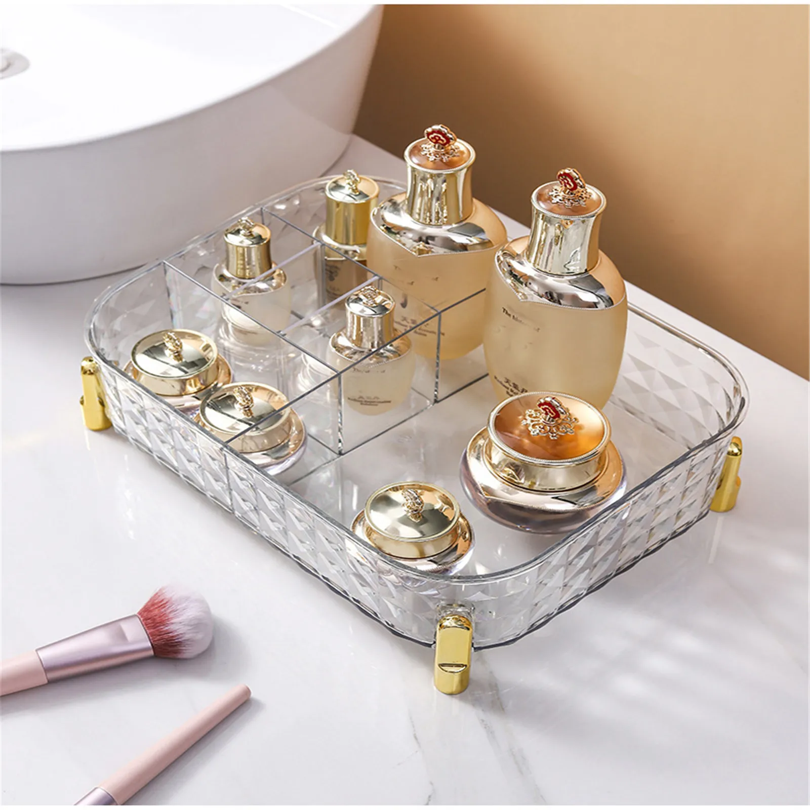 

Cosmetic Storage Box Desktop Makeup Supplies Organization Container Basket Shelf Storage Tray Dressing Table Display Cabinet