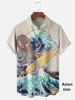 Japanese Style Ukiyoe Wave 3D Print Men Casual Hawaiian Shirts Summer Fashion Shirt For Man Street Button Short Sleeves Clothes 3