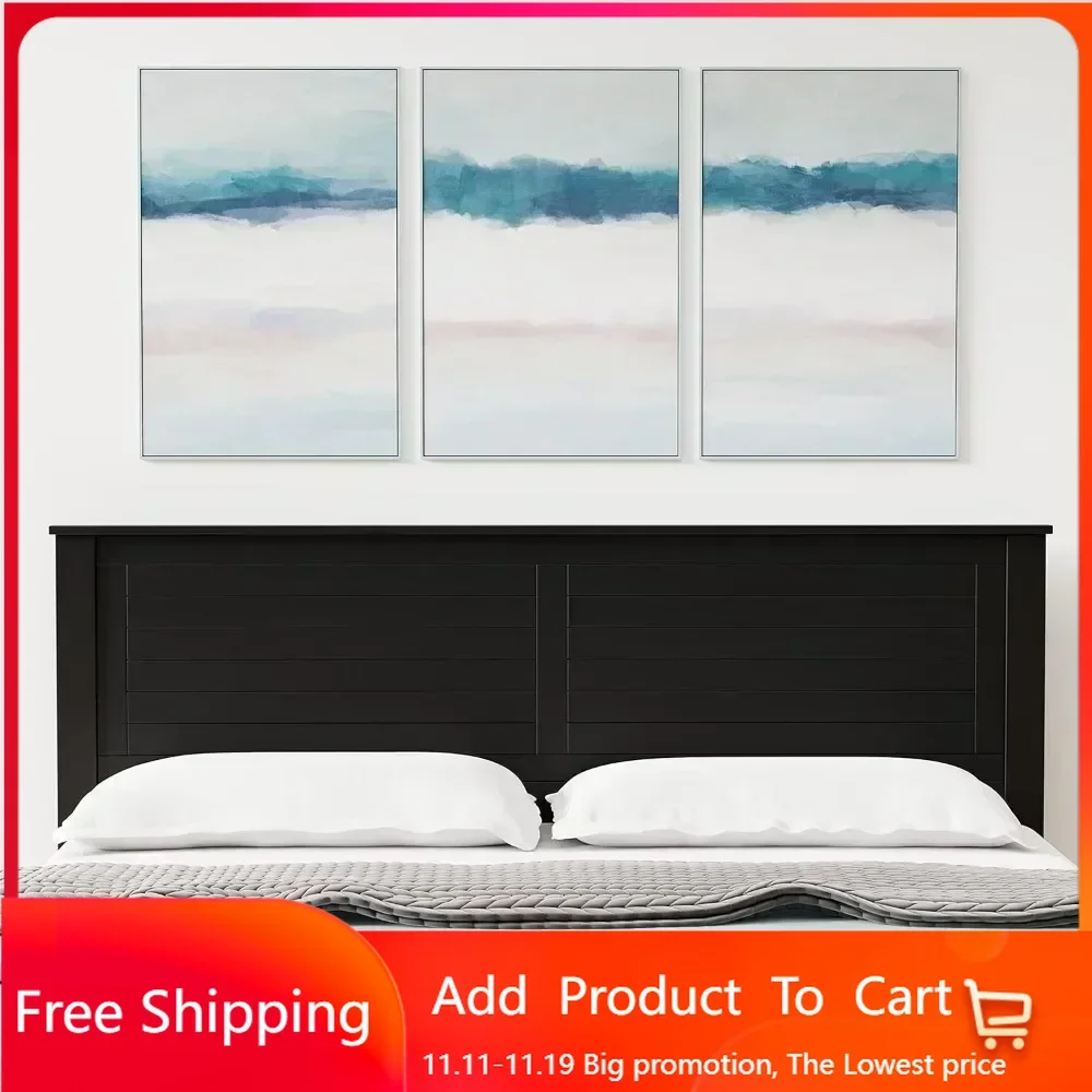 Home Wood Panel Headboard in Black
