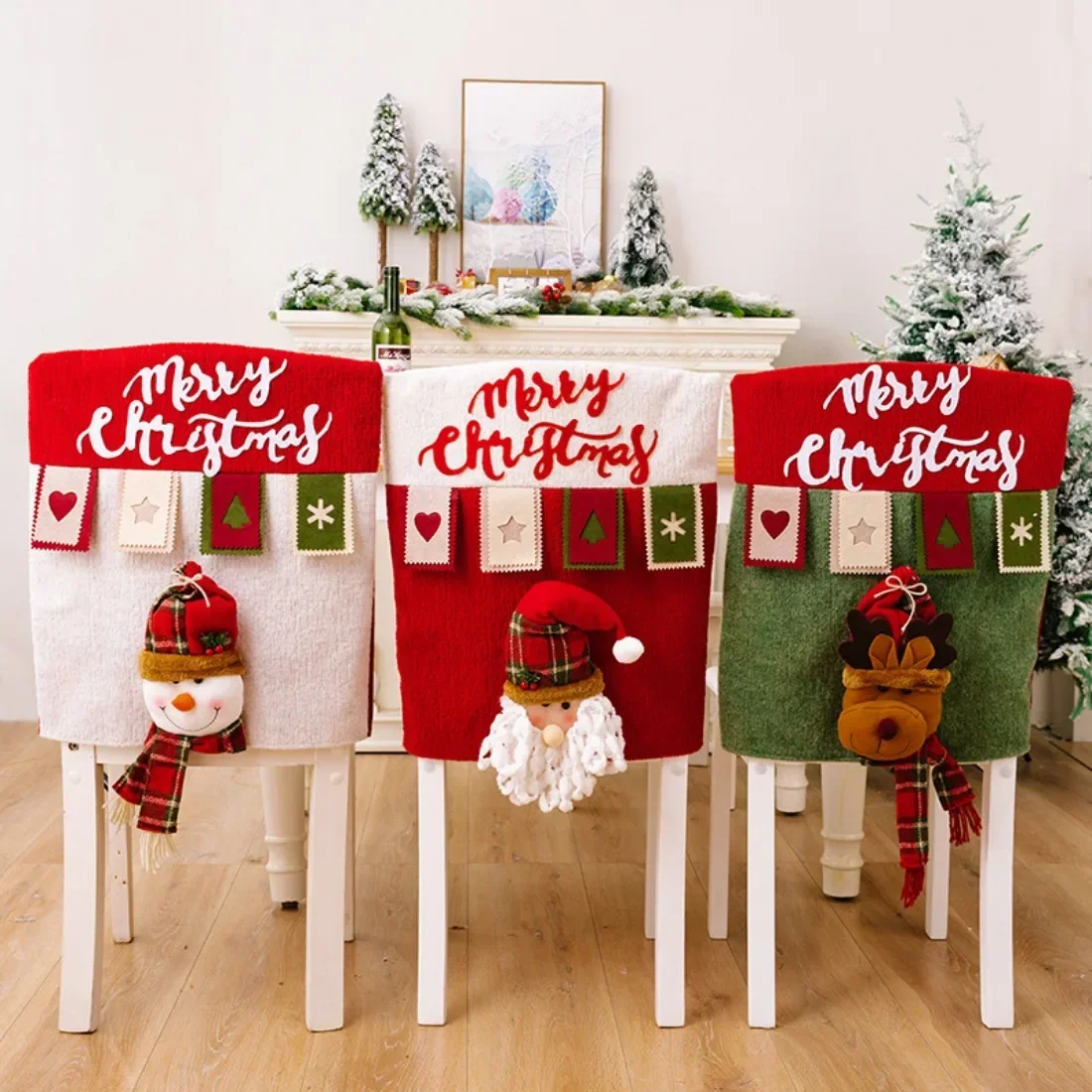 

2024 new Christmas decorations Christmas cartoon three-dimensional elderly chair cover snowman elk chair cover