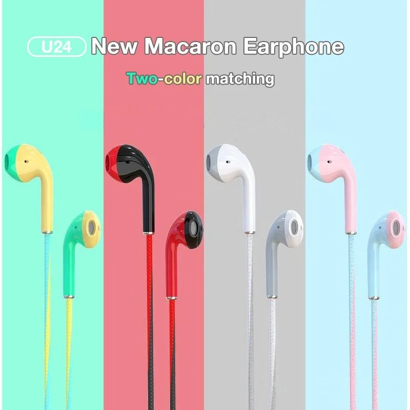 3.5MM Wired Earbuds Headphone Running Music Game Noise Cancel For Mobile Phone PC Laptop With Mic Color Wire Stereo