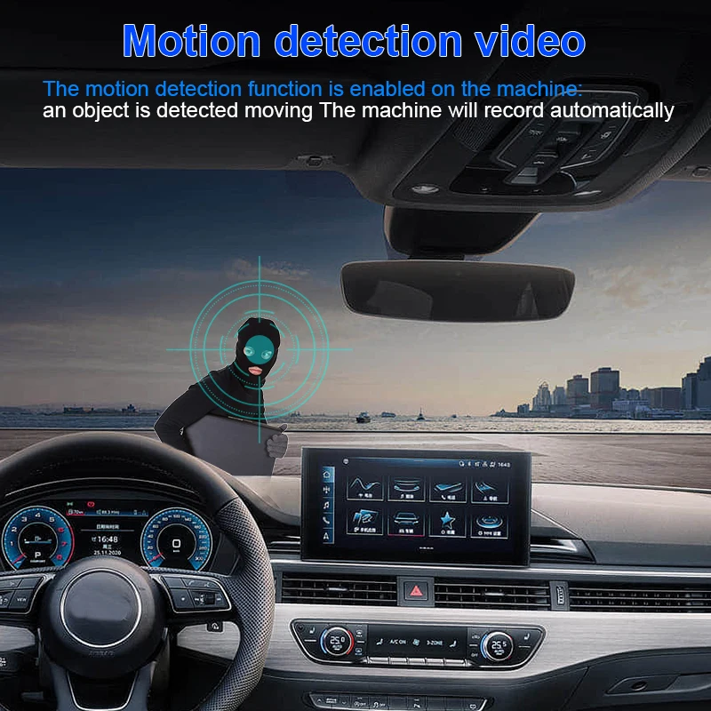 Suction 3-inch dashcam HD night vision single lens loop video black gold just hidden vehicle surveillance