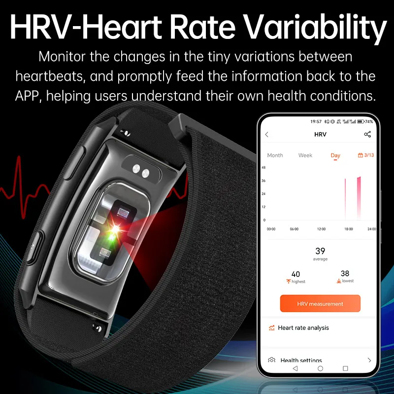VWAR LOOP X ECG 스마트 팔찌 심박수 혈압 방수 건강 피트니스 트래커 2026 새로운 스크린리스 스마트워치