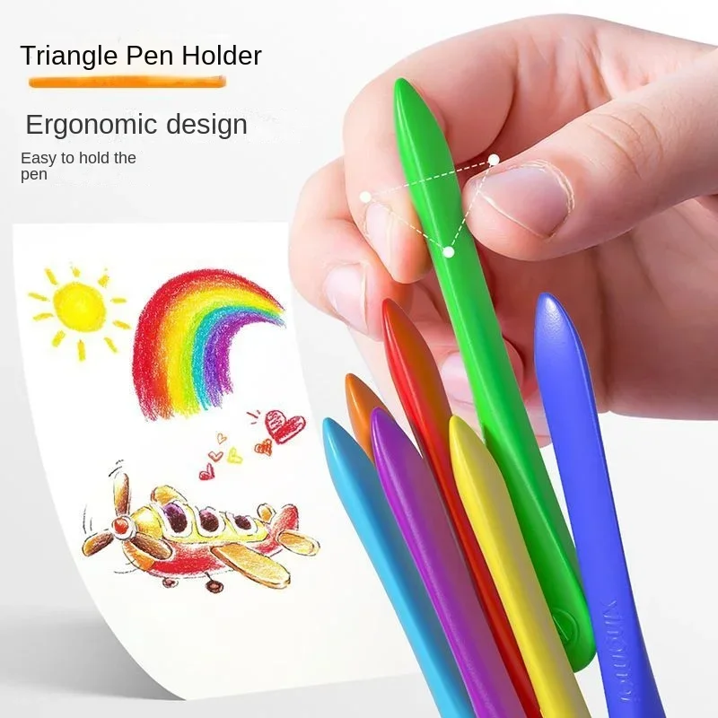 12/18/24 Colors Dual-head Pastel Colorful Crayons Triangular Crayon Set Washable and Erasable Crayon Durable Graffiti Oil Stick - 4