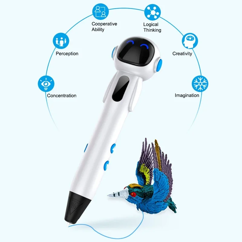Wireless Spaceman 3D Printing Pen for Children Low Temperature 3D Drawing Pen with PCL Filament Toys for Kids DIY New Year Gift