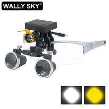 

Dental Loupe 3.5X/2.5X Binocular Magnifier with 3W LED Head Lamp with Eyeglass Clip Yellow Filter Rechargeable Li-ion Battery