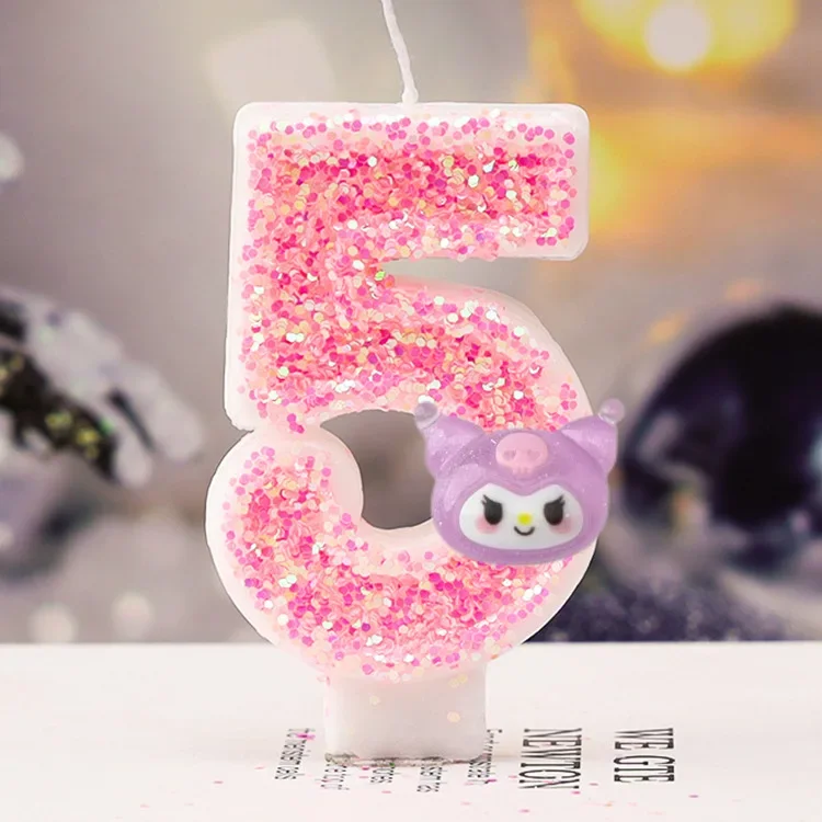thumbnail image 1 of Vela de cera Kuromi con los dígitos 0-9, adorno para tarta de Sanrio, decoración de cumpleaños, centro de mesa para bodas y aniversarios, 1 of 4