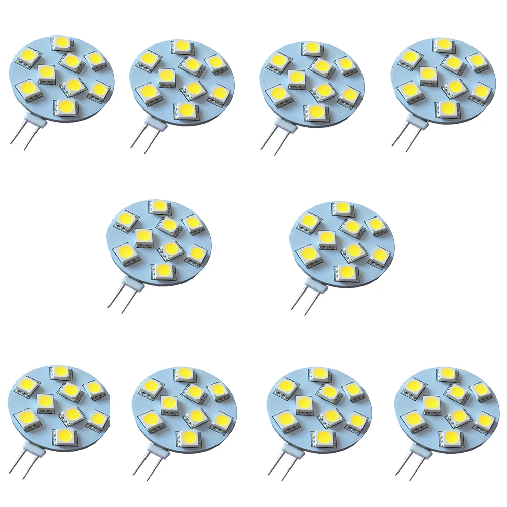 

10Pcs/Lot 5050SMD G4 Led Light 1.5W 9LEDS 1W 6LEDS 12-24V AC/DC Dimmable 180Degree Spotlight Marine Camper Bi-Pin G4 Boat Bulb