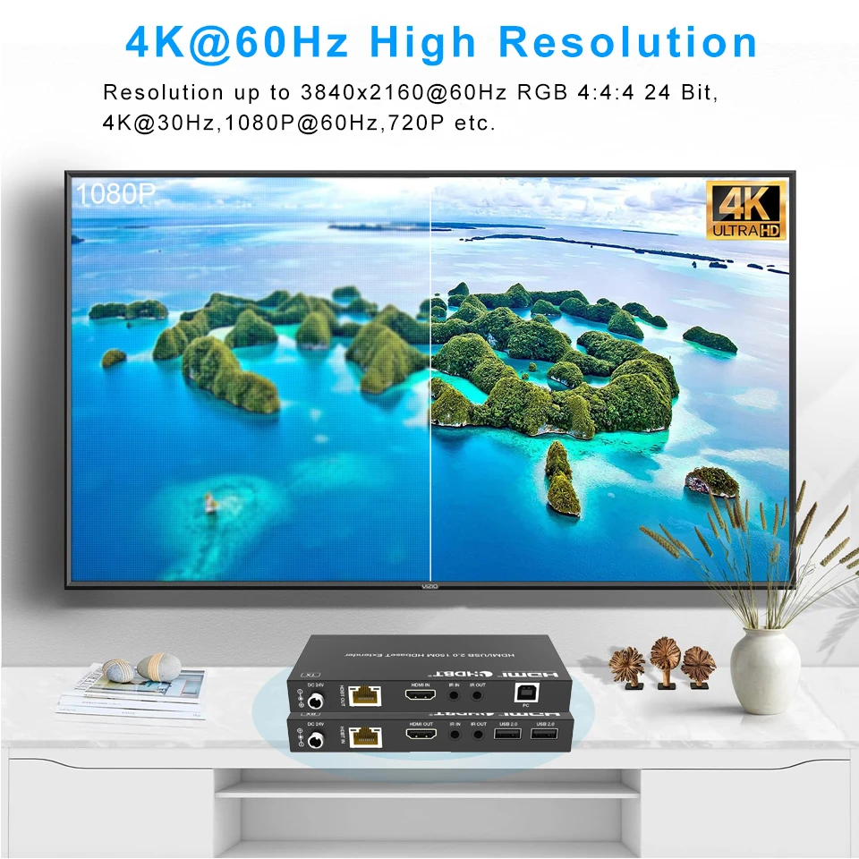 4K 60Hz 120M HDMI KVM Extender over RJ45 Ethernet Cat6 Cable HDMI USB Extender T