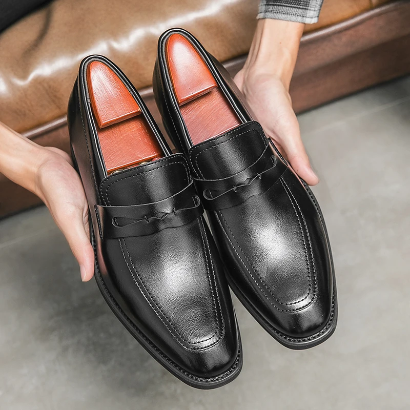 Genuine Leather Men's Business Shoes Luxury Lightweight Loafers Slippers Solid Casual Shoes Walking Shoes Driving Shoes Oxfords