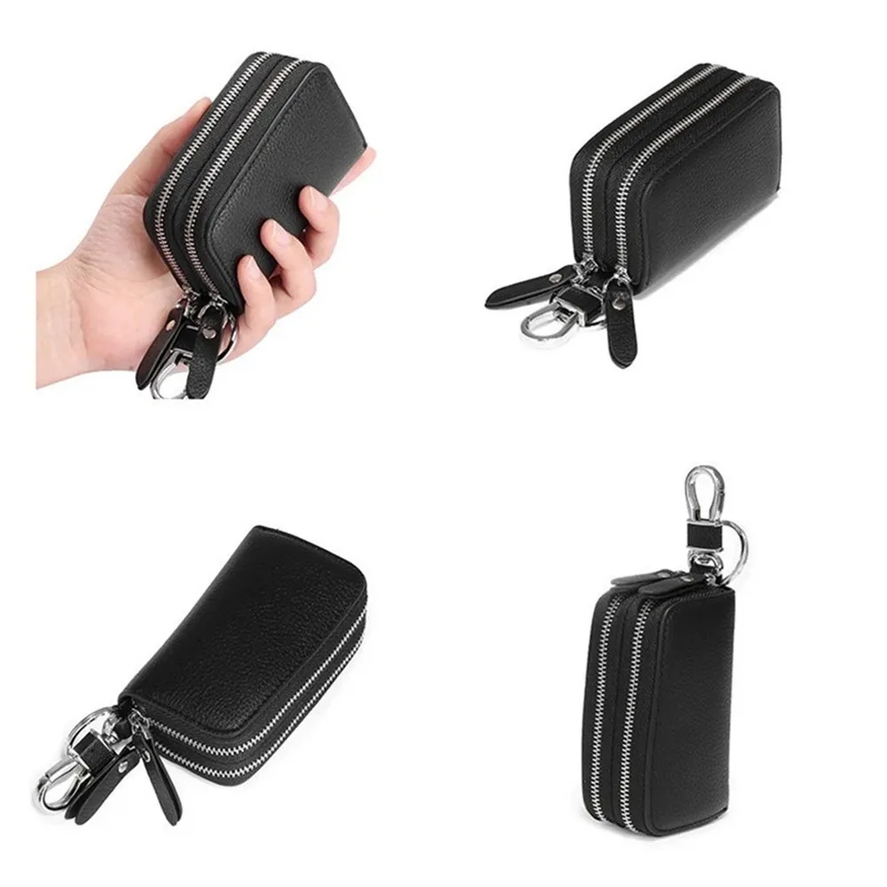 Zipper Car Leather Zipper Keychain  Genuine Leather Wallet Wallet -  Genuine Leather - Aliexpress