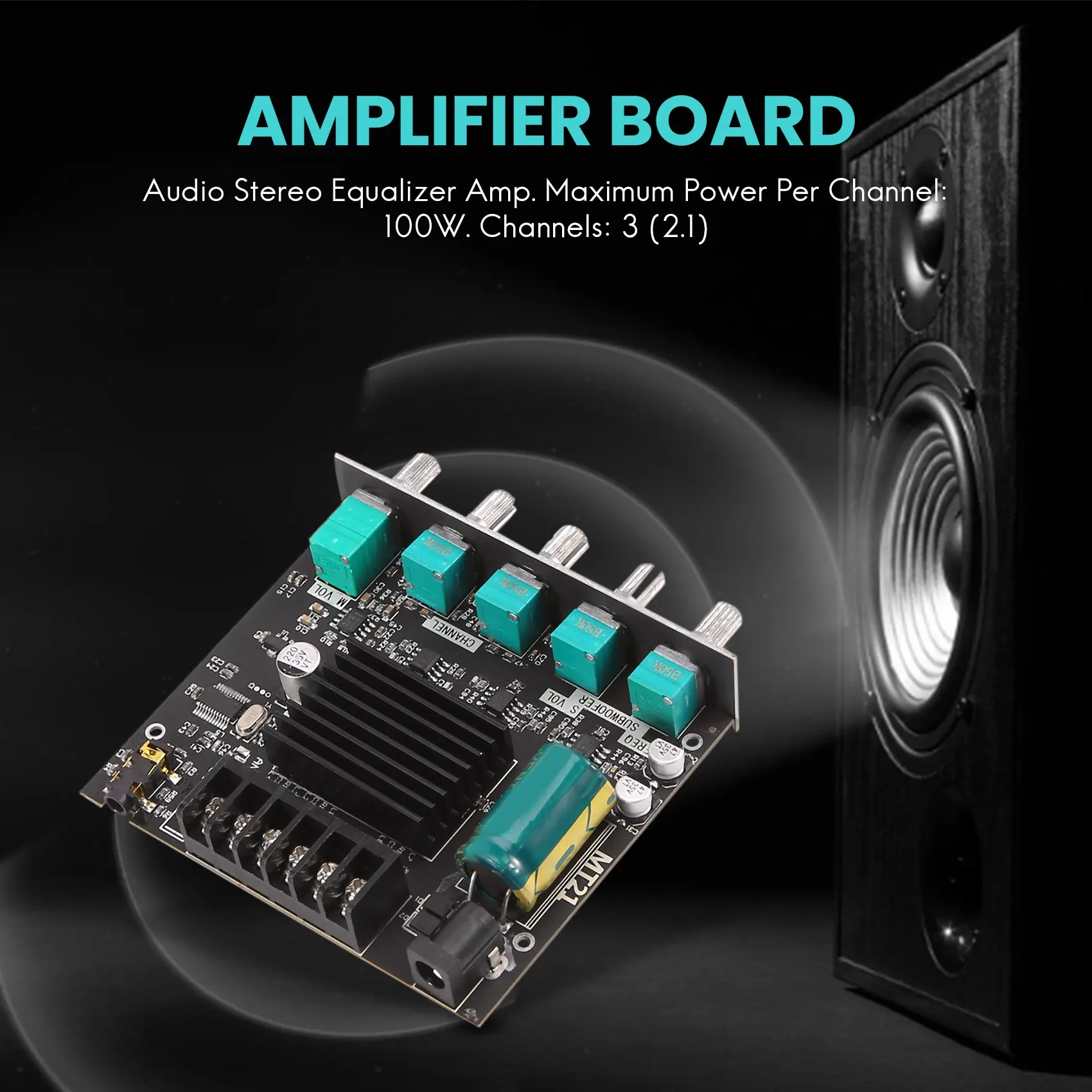 ZK-MT21 2.1 채널 블루투스 5.0 서브우퍼 앰프 보드, 50WX2 + 100W 파워 오디오 스테레오 앰프 보드, 베이스 AMP AUX
