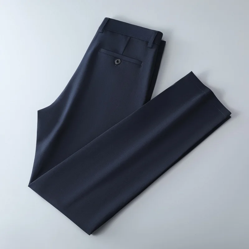 Male Smart Casual Pants Stretchy Sports Men's Fast Dry Trousers Spring Autumn Full Length Straight Office Black Navy Work Pants 6