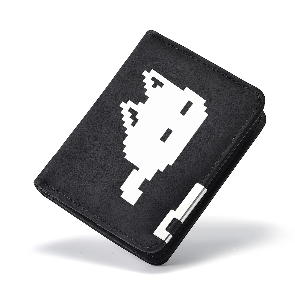 Men's Pixel-Style Cat-Face Design Wallet Casual Simple High-Quality Practical Men's Wallet