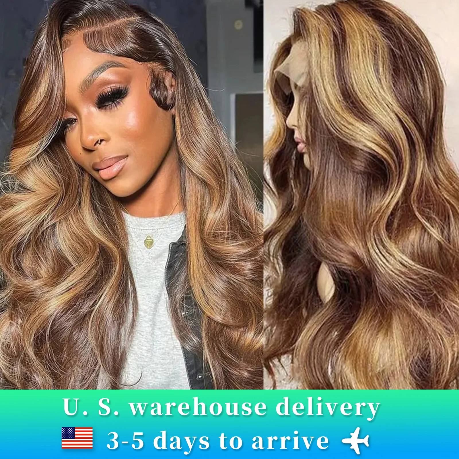 Lace Front Wig Human Hair Wigs For Women 200% Density 4/27 Highlight Body Wave Glueless Preplucked Baby Hair Brazilian 13x4