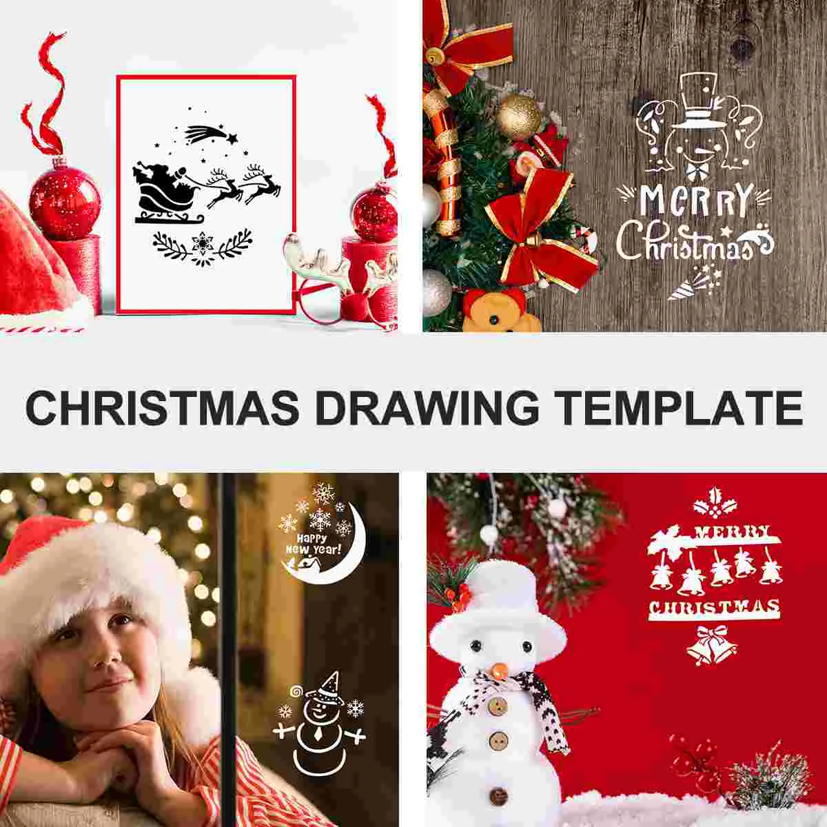 12 Pieces Christmas Stencils Template Reusable Plastic Craft for Art  Drawing Painting Spraying Window Glass Door Car Bod - AliExpress