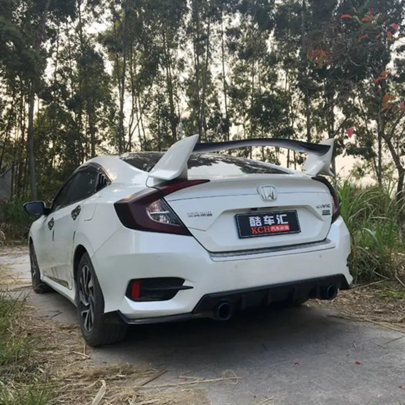 Per Honda Civic Spoiler 2016 2017 Car Styling Plastica Abs Non Verniciato Colore Posteriore Tronco Ala Boot Lip Roof Spoiler Decorazione Automatica
