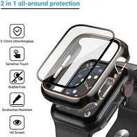 Housse pour Apple watch, 44mm 40mm 45mm 41mm 42mm 38mm, accessoires PC, protecteur d'écran en verre trempé, série iWatch 7 8 5 6 SE 4