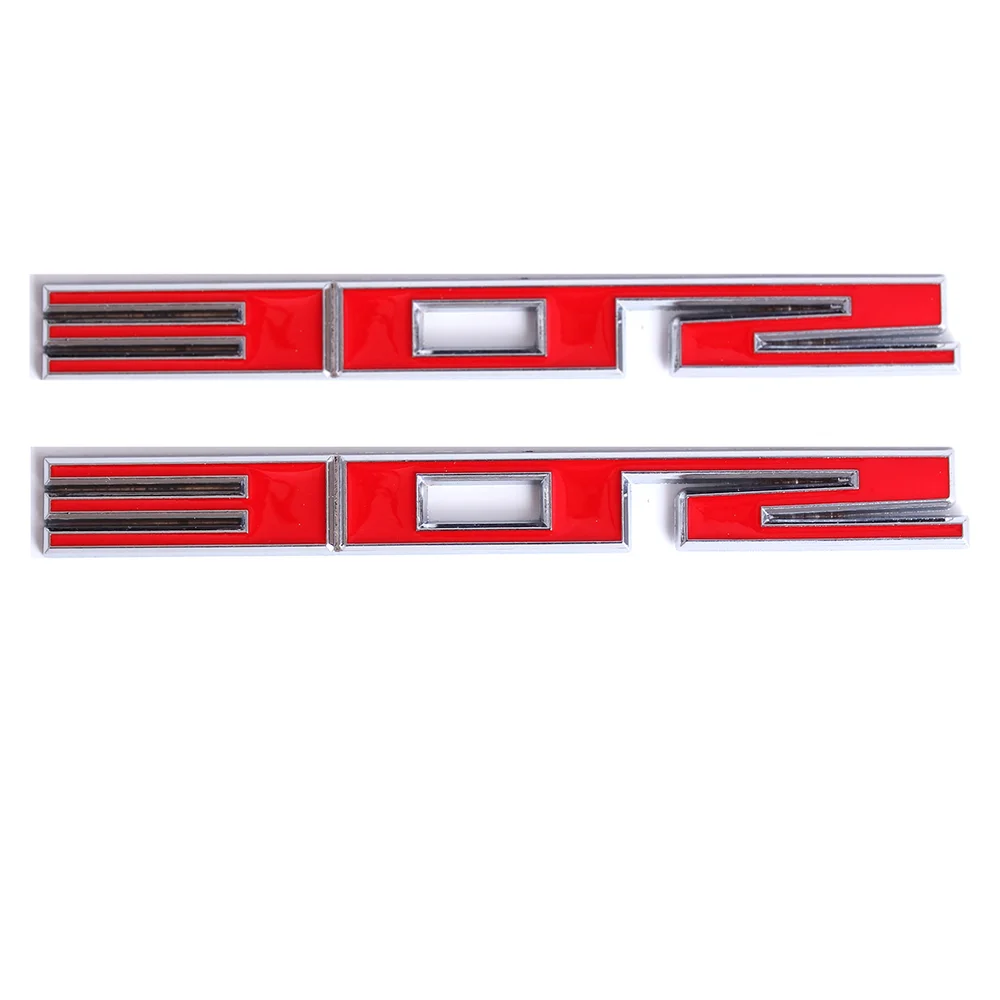 

2x Chrome Red 302 Emblem Car Fender Rear Trunk Badge Nameplates for SBC 302 5.0 Gadget Stickers Accessories