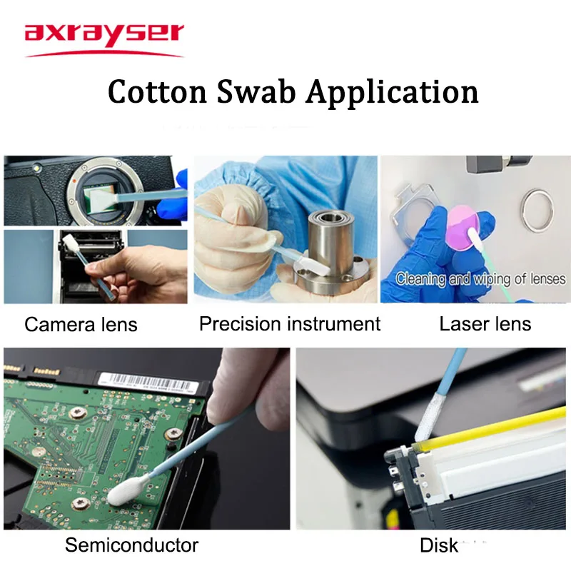 100pcs Industry Cotton Swab Cleaning Tools Anti-static Dust Off Nonwoven Fiber Laser Tools Lens Protective Window