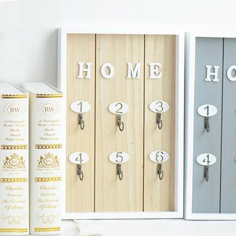 Wooden Key Holder with 6 Hooks for Hanging Keychain decorative Wall
