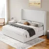 Queen Size Bed Frame Lift Up Storage Beds Linen Beds Frames with Hydraulic Storage/Wingback Headboard, Queen Bed Frame 6