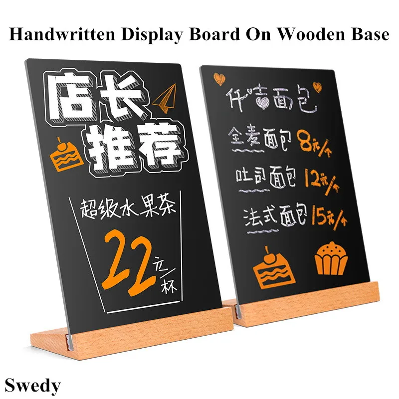 A6 148X104MM Blackboard Chalkboard Memo Board Message Sign Stand With Wood Base Table Number Sign Holder Display Stand real estates card display wood stand for business cards 3 5 x 2 inch reception tabletop wooden holder with sold sign for men