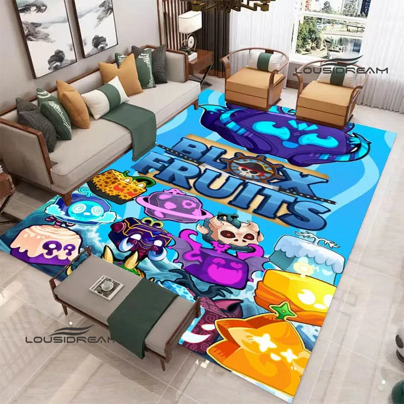3D game B-blox fruits printed carpet Non-slip carpet bedroom decoration living room decoration washroom floor mat birthday gift Floor Mat Plush Rug Decorative Carpet Plush Carpet Non Slip Carpet Plush Play Mat