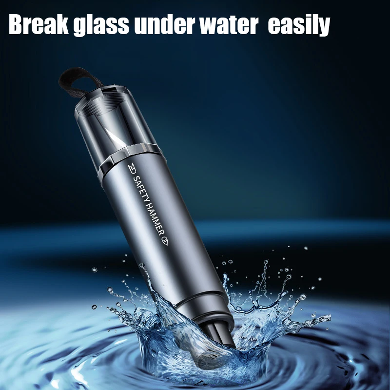 Car Safety Hammer 2-in-1 Window Glass Breaker Seat Belt Cutter High Hardness Tungsten Steel Emergency Rescue Tool With Base