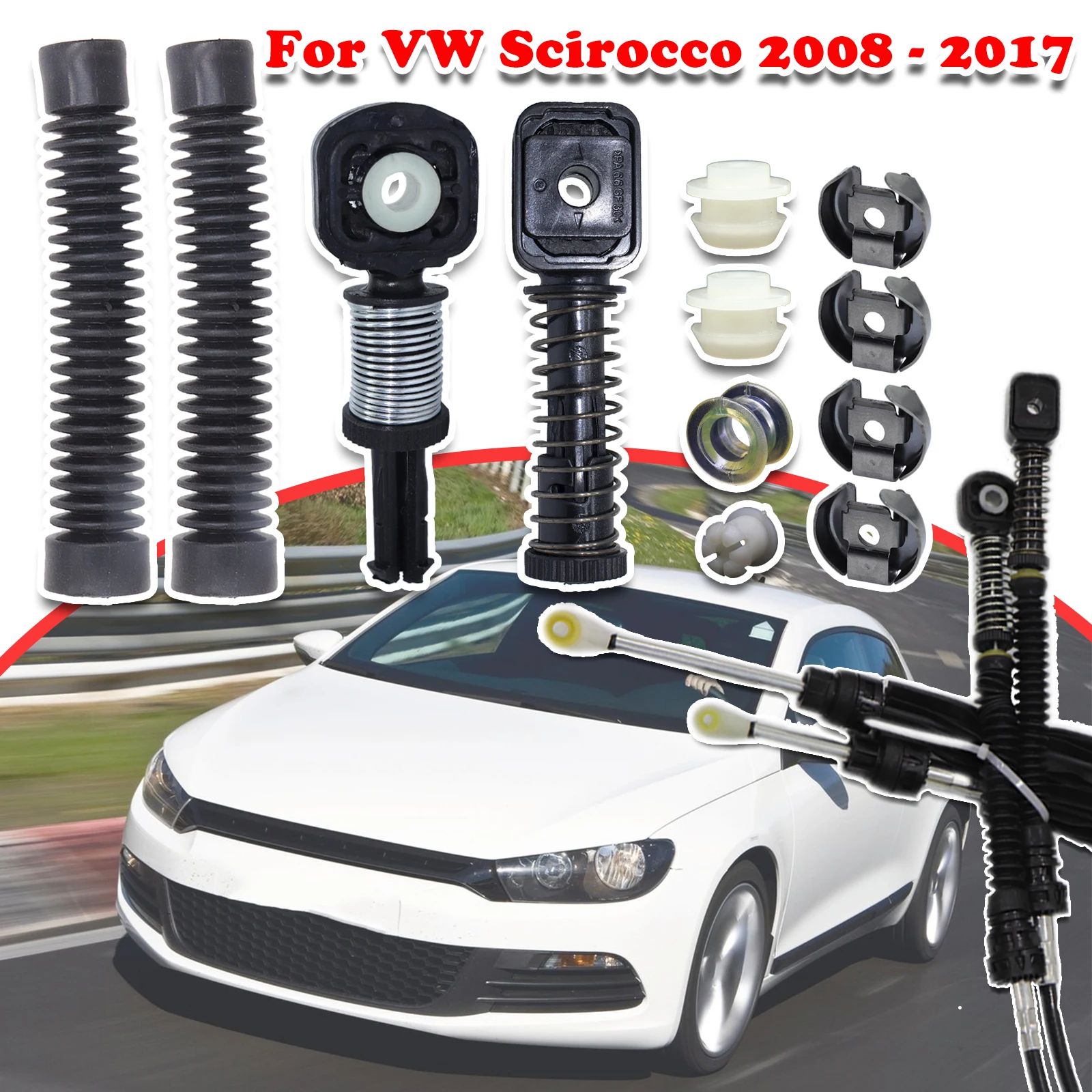 For VW Scirocco Manual Gear Shift Selector Lever Linkage Cable Bowden Bushing Sleeve Gaiter Repair Kit 2008 2009 2010 2011-
