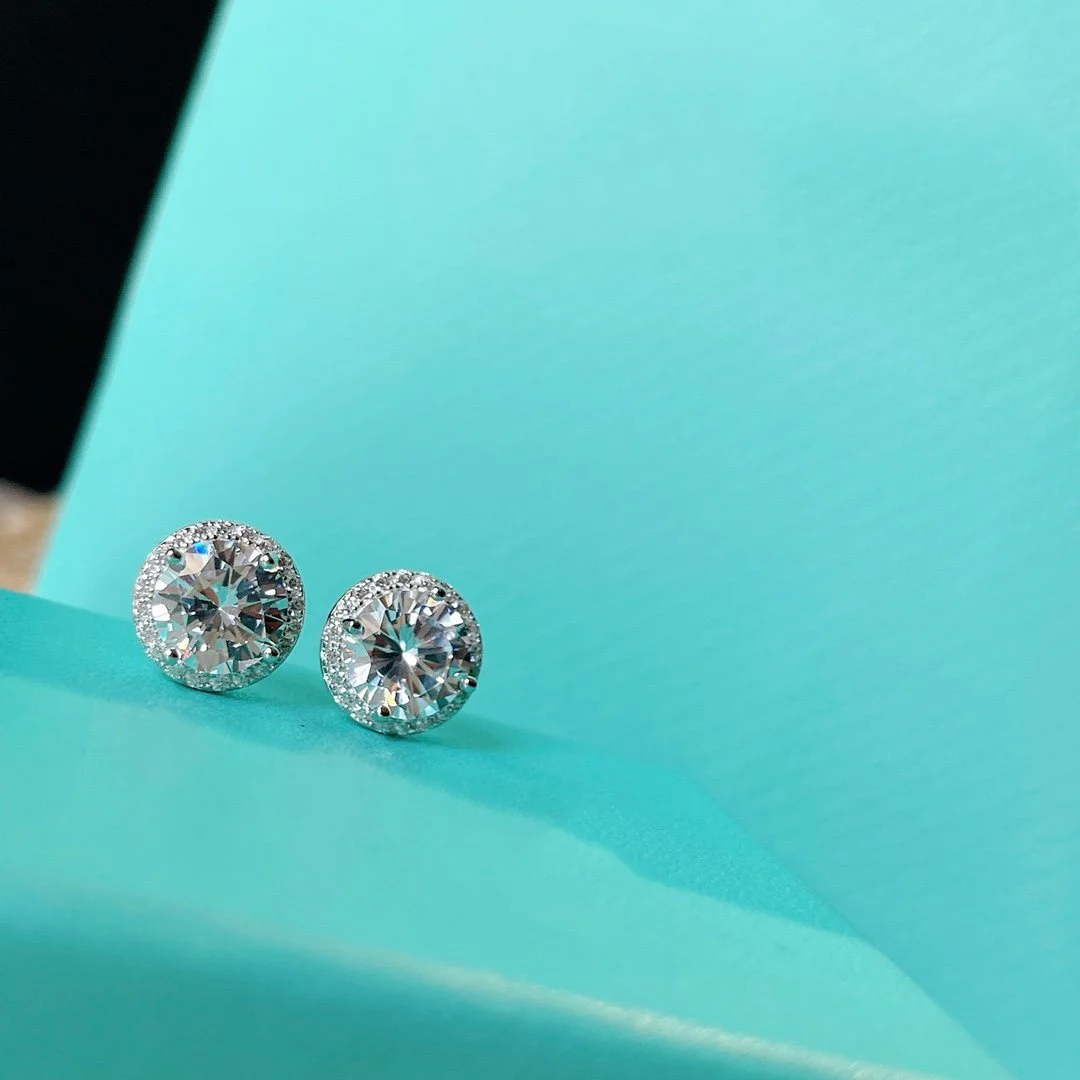 2022 Hot Trend Brand Two Carat Round Diamond Earrings Ear Studs Everyday Wear Versatile Jewelry Atmosphere Banquet